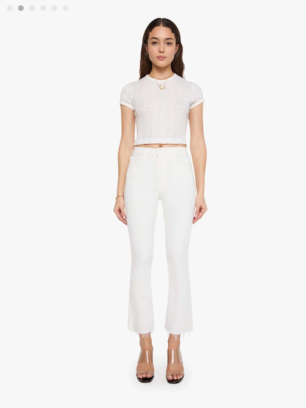 Mother Hustler Ankle Fray Jeans White 28